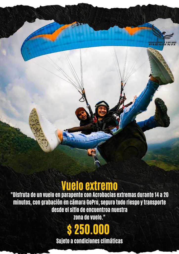 Parapente en el Quindío: aventura con vistas espectaculares Atrévete a volar en parapente y disfruta de una perspectiva única de los paisajes quindianos. Este destino es perfecto para quienes buscan adrenalina y belleza natural en un solo vuelo.